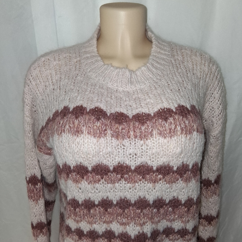 Elsamanda Chic Striped Women's Sweater in Pink and Cream Size M Made In Italy - Picture 11 of 16